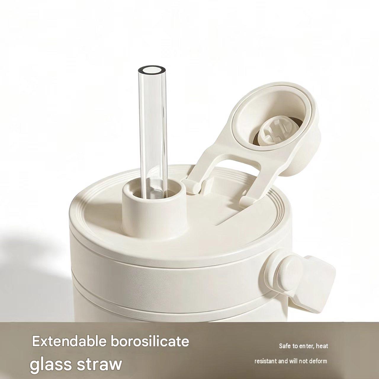 Large-capacity insulated tumbler with 316 stainless steel liner, straw, and dual-drinking design. - 5